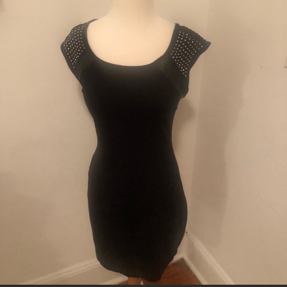 Express black dress with metal accents